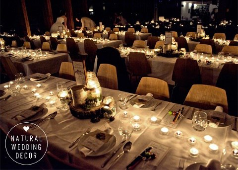 Natural Wedding Decor - wood, tree slice, cardboard, rope, succulents, autumn, rustic