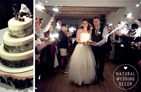 Natural Wedding Decor - wood, tree slice, cardboard, rope, succulents, autumn, rustic, cake