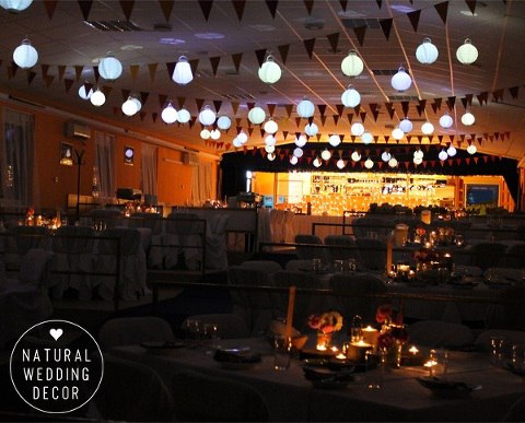 Natural Wedding Decor - rustic, fishing, orange, blue, tree slice