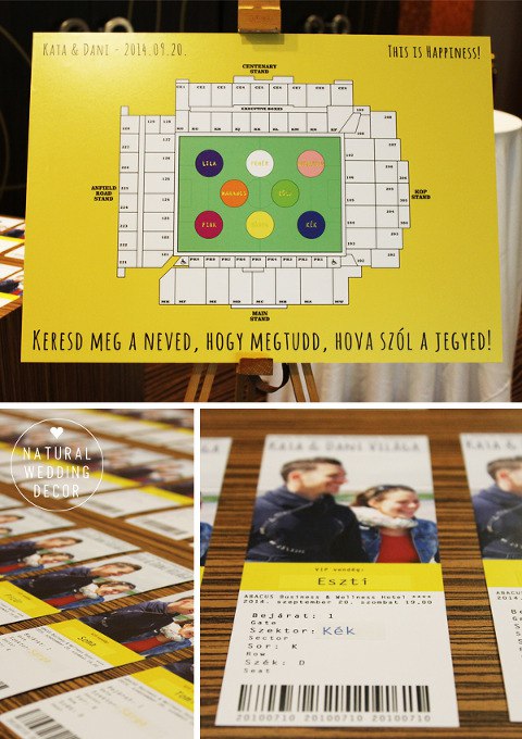 Natural Wedding Decor - colors, gold, sport, playful, annfield, seating, ticket