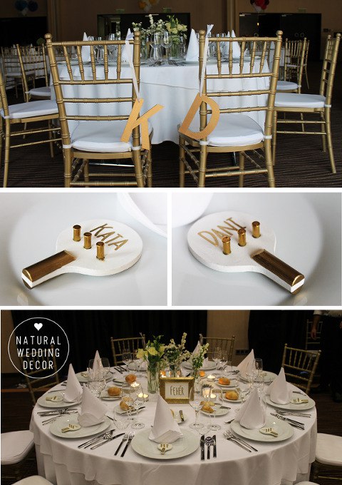 Natural Wedding Decor - colors, gold, sport, playful, pingpong