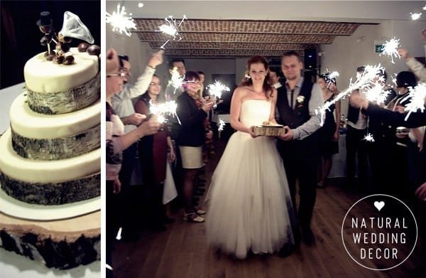 Natural Wedding Decor - wood, tree slice, cardboard, rope, succulents, autumn, rustic, cake