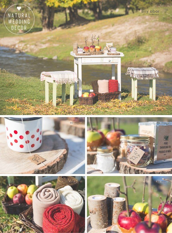 Natural Wedding Decor - autumn, caramel apple, tea, picnic